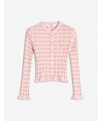 MAISON KITSUNE Baby Fox Patch Check Rippstrick Cardigan 152201180 [P]
