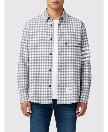 THOM BROWNE Gingham Check Flannel 4-Bar Oversized Shirt 152201240 [P]
