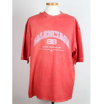 BALENCIAGA Grafisches Logo Vintage Jersey T-Shirt Rot M(110) 158875616 [P]