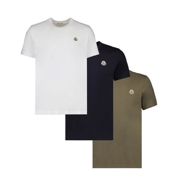 MONCLER Logo-Patch Baumwoll T-Shirt Blau Weiß 3 Stück 8C00042 829H8 3P3 158876129 [P]