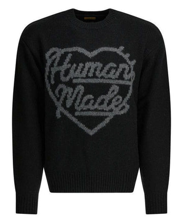 HUMAN MADE Herz Strickpullover 25FW Schwarz 152203064 [P]