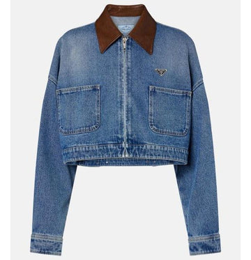 Prada Cropped Denim Jacket 152203327 [P]