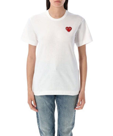 Comme Des Garcons Rhinestone Heart Patch Short Sleeve T-Shirt AX T801 051 1 152203500 [P]