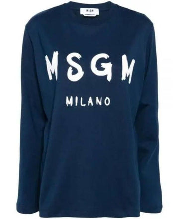 MSGM Langärmeliges T-Shirt mit gebrushtem Logo 3641MDM511 247002 89 152204759 [P]