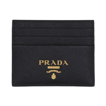 Prada Saffiano Metal Logo Gold Card Case 155449918 [P]