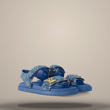 LOUIS VUITTON サンセットフラットコンフォートサンダル ブルー 1ADIDQ 158876397 [P]
