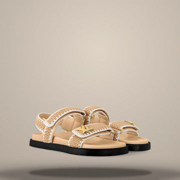LOUIS VUITTON Zwei-Ton-Komfortsandalen Beige / Weiß 1AHKIY 158876444 [P]