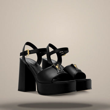 LOUIS VUITTON Mare Plattform Sandalen Schwarz 1AK48B 158876594 [P]
