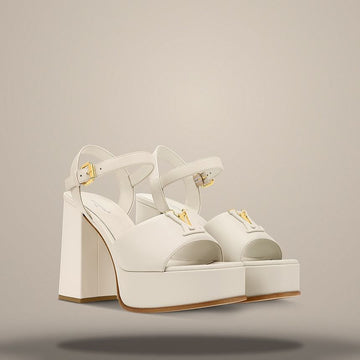 LOUIS VUITTON プラットフォーム サンダル エクリュ ホワイト 158876595 [P]