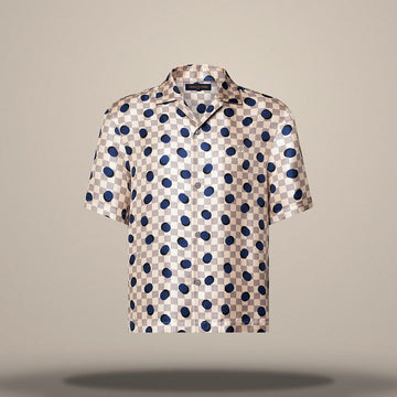 LOUIS VUITTON ダミエ シルク ショートスリーブ シャツ レギュラーフィット 158877445 [P]