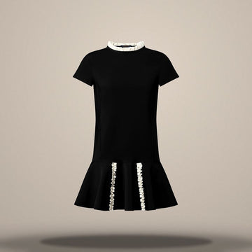Louis Vuitton Contrast Ruffle Trim Dress Black 158877473 [P]