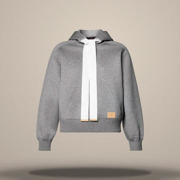 LOUIS VUITTON Kontrast Drawstring Hoodie Light Grey 158877516 [P]