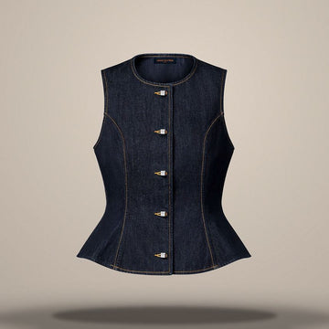 Louis Vuitton Signature Button Indigo Denim Top Indigo Blue 1AKEIH 158877523 [P]