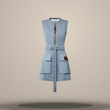 Louis Vuitton Utility Pocket Washed Denim Dress Blue Grey 1AK1CO 158877529 [P]
