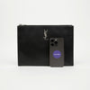 Saint Laurent Monogram Leather Tablet Holder Clutch Black Silver 158665160 [P]