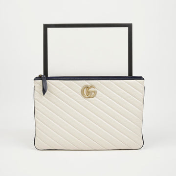 Gucci Leather GG Marmont Clutch White 158665934 [P]
