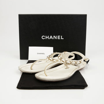 CHANEL チェーンフリップフロップ 37.5サイズ G34964 158738439 [P]