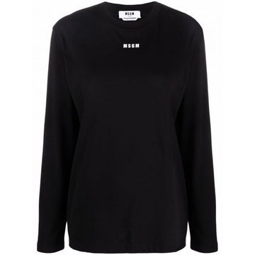 MSGM Langarm T-Shirt mit Mikro-Logo-Druck (2000MDM501 200002 99) 75829703 [P]