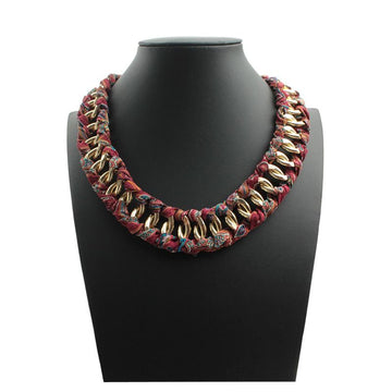 Etro Gold-tone Fabric Chain Necklace 158884658 [P]