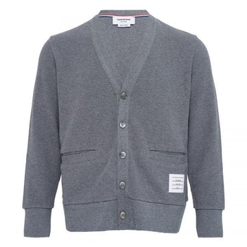 THOM BROWNE 4バー インタージア テクスチャー コットン Vネック カーディガン 153562677 [P]