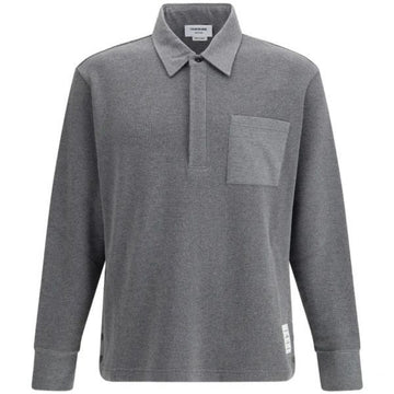 THOM BROWNE 4バースコットンテクスチャーラグビーポロ 153986621 [P]