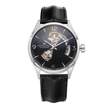 Hamilton Jazzmaster Open Heart Leather Watch for Men 35944194 [P]