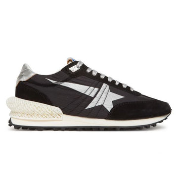 GOLDEN GOOSE Schwarze Ripstop-Nylon-Oberfläche & Silberner Stern Marathon Sneaker 146730850 [P]