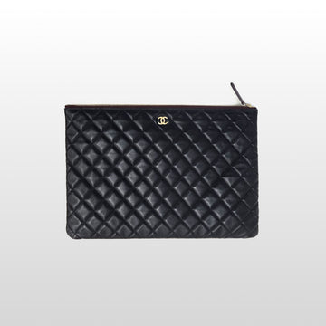 CHANEL Classic Lambskin Gold-Plated Large Clutch Black A82552 158911819 [P]