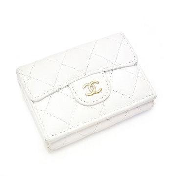 CHANEL キャビアスキン ホワイト 内蔵チップ 二つ折り財布 5VCHW28206 138407935 [P]