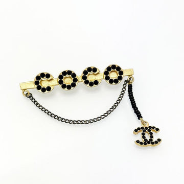 CHANEL COCO Linie schwarze Stein vergoldete Brosche 5VCHA26583 130685428 [P]