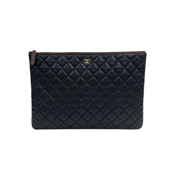 CHANEL Black Caviar Gold CC Logo Classic Large Clutch Bag A82552 H00399 158958407 [P]