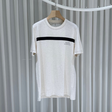 BRUNELLO CUCINELLI ストライプ コットン クルーネック 半袖 Tシャツ 158964636 [P]
