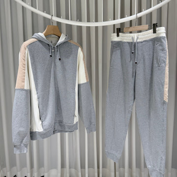 Brunello Cucinelli Training Cotton Hooded Zip-Up Pants Set Gray 158964731 [P]