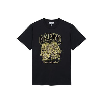 GANNI レディース ベーシック ジャージー オール リラックス ド Tシャツ ブラック T4059-252 125317797 [P]
