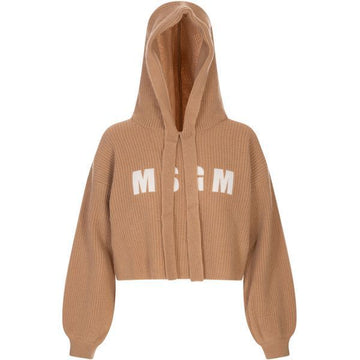 MSGM Logo Cashmere Blend Hooded Sweatshirt 151611683 [P]