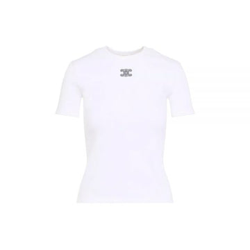 CELINE トリオペ刺繍ロゴTシャツ ホワイト RX0IX1407 01MA 158978323 [P]