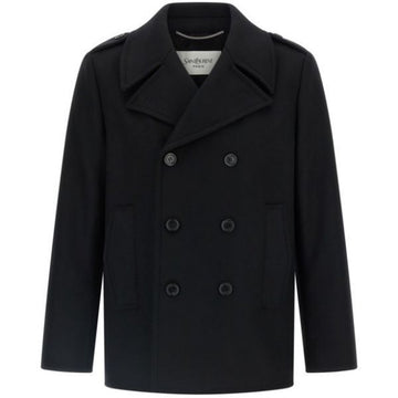 SAINT LAURENT ダブルブレストロングスリーブコート 148451667 [P]