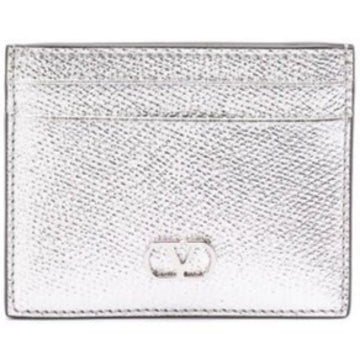 VALENTINO Kartenhalter aus grauem Lammnappa mit V-Logo-Details 157364991 [P]