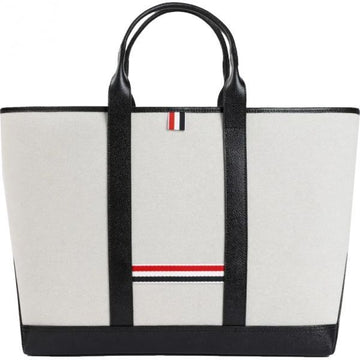 THOM BROWNE コットンキャンバスレザーミディアムツールトートバッグ (MAG389A F0492 001) 149681055 [P]