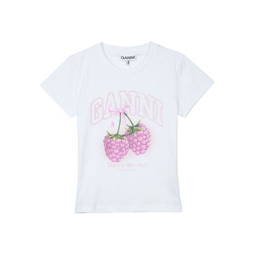 GANNI ベビー フィット ラズベリー Tシャツ ホワイト A1050185-151 153849101 [P]