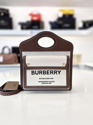 BURBERRY トゥートン キャンバス ポケット ミニ トートバッグ 8031746 159000637 [P]