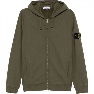Stone Island Brushed Organic Cotton Fleece Full Zipper Hooded Sweatshirt 136714078 [P]