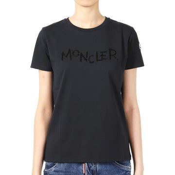 Moncler Kids Sequin Lettering Logo T-Shirt (Black) 8C00023 83907 999 12,14A 142761883 [P]