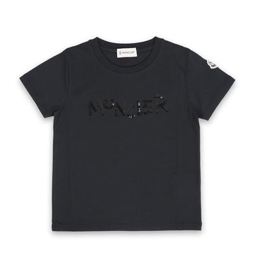 MONCLER モンクレール キッズ スパンコール レタリング ロゴ 半袖(ブラック) 83907 999 8,10A 142761850 [P]