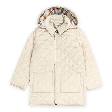 Burberry Kids Quilted Check Hooded Padded Coat Jacket (Beige) 8092530 125690285 [P]