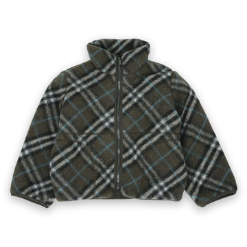 Burberry Kids Check Pattern Fleece Zip-up Jacket (Khaki) 8100022 C1213 125690310 [P]
