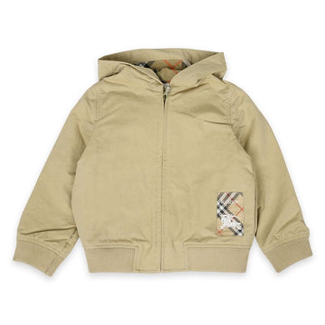 BURBERRY キッズ ヴィンテージ チェック ラベル パッチ フード ジャケット(ベージュ) 8100013 125690318 [P]