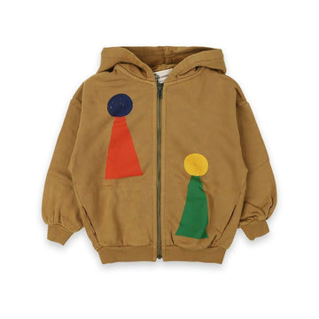 Bobo Choses Kids Chess Logo Zip-Up Hoodie Jacket (Camel) B225AC051 211 147640110 [P]