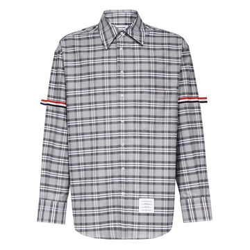 THOM BROWNE Klassisches Karohemd mit Armreif in Mittelgrau 23FW 035 61678425 [P]