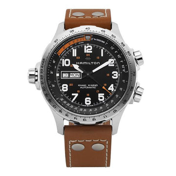 HAMILTON カキ エビエーション X-Wind デイデイト レザー時計 メンズ時計 159018536 [P]